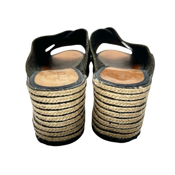 Casteller Espana | Women | Leather Cross Strap Espadrille Heeled Slides | 10.5 - Picture 3 of 13